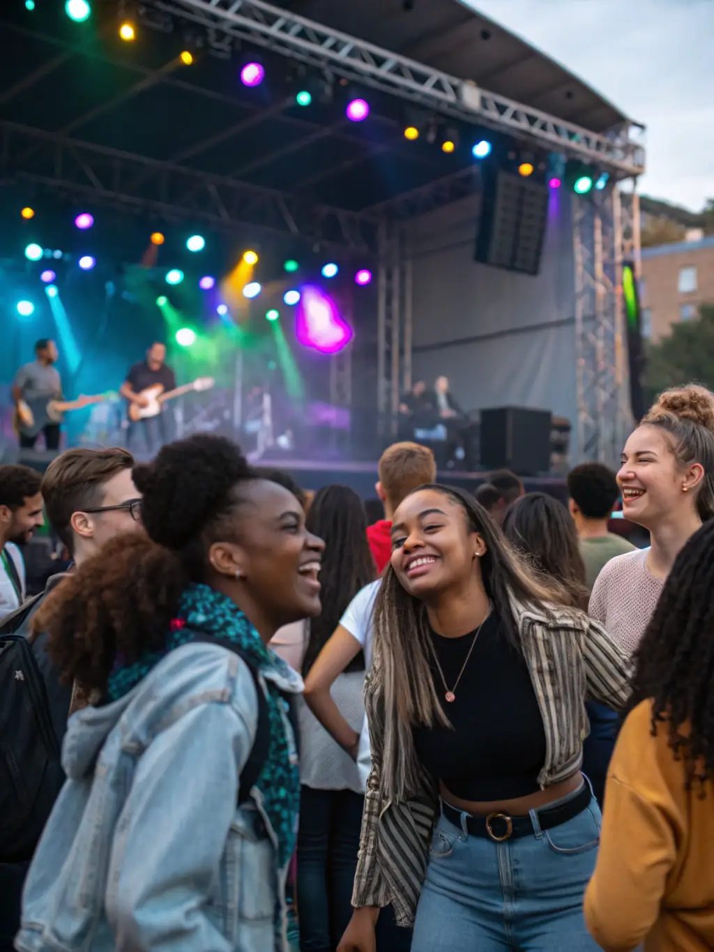 A lively scene from an Urban Sound Sessions event, capturing the energy of contemporary music genres like hip-hop and electronic music, with young talents performing.